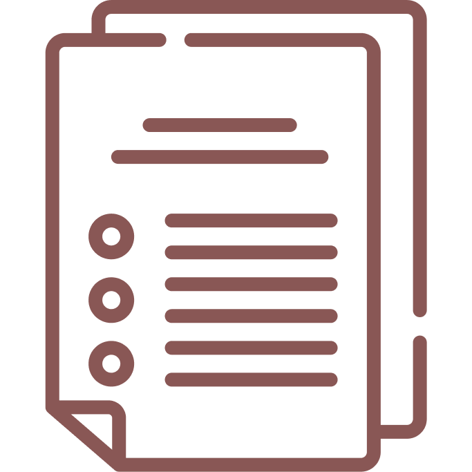 Ein Icon mit 2 Seiten. Die erste Seite liegt auf der zweiten und zeigt eine Aufzählung